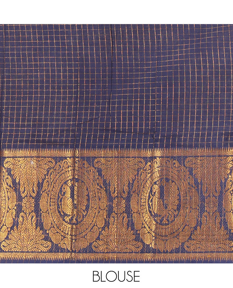 Navy Blue Sungudi Cotton Half-Saree