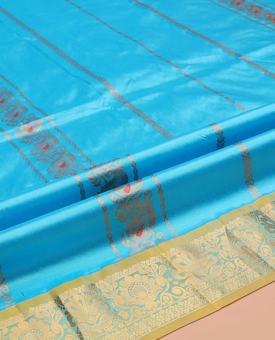 Blue Pure-Silk Half-Saree