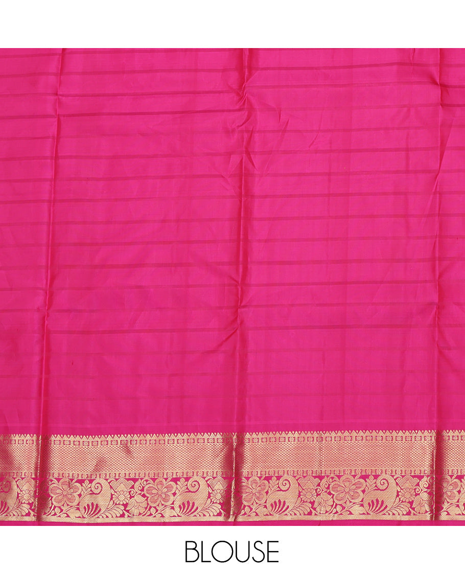 Green Pure Silk Navarathna Pavadai Material Set