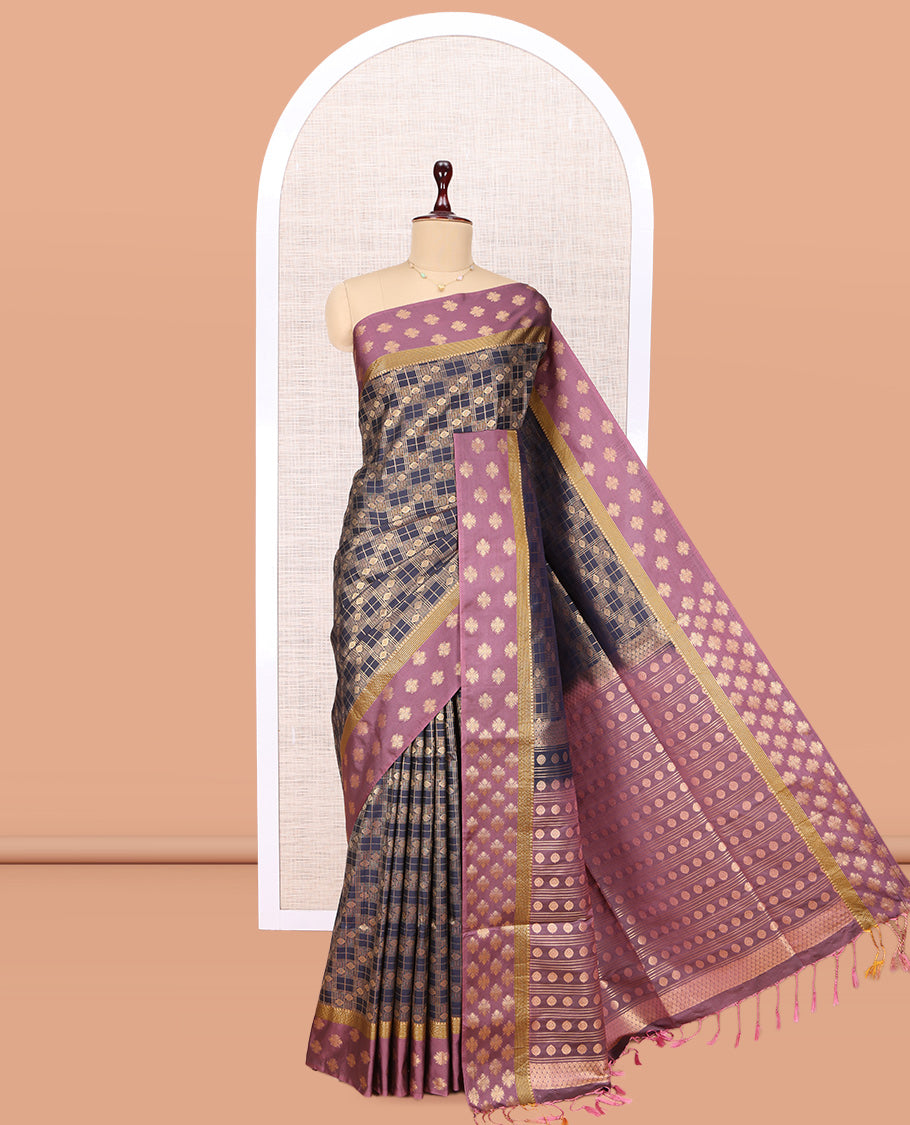Blue Kamalam Design Budget Silk Saree