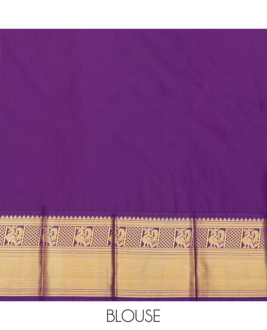 Lavender Budget Silk Saree, Beautified with Zari Butta Enclosed Checks, a Contrast Traditional Zari Border, Grand Pallu, and a Contrast Blouse