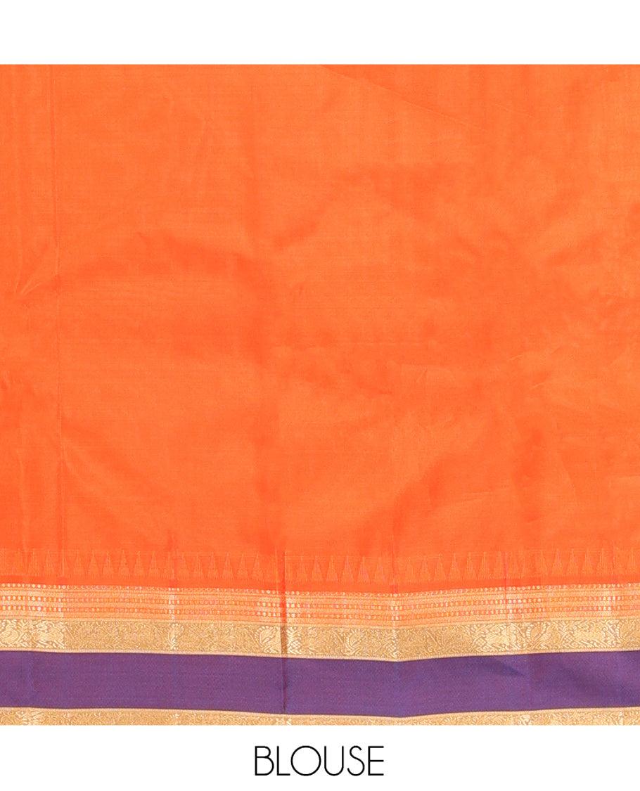 Green Buttas Vasundhara Lite Silk Mix Saree, Contrast Rettai Pettu Border, Jaal Pallu, Contrast Blouse