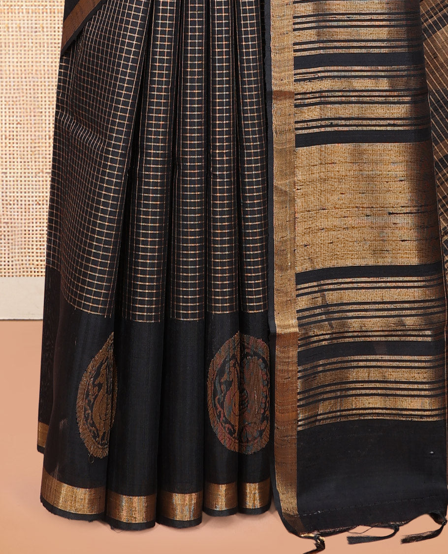 Black Dupion Saree
