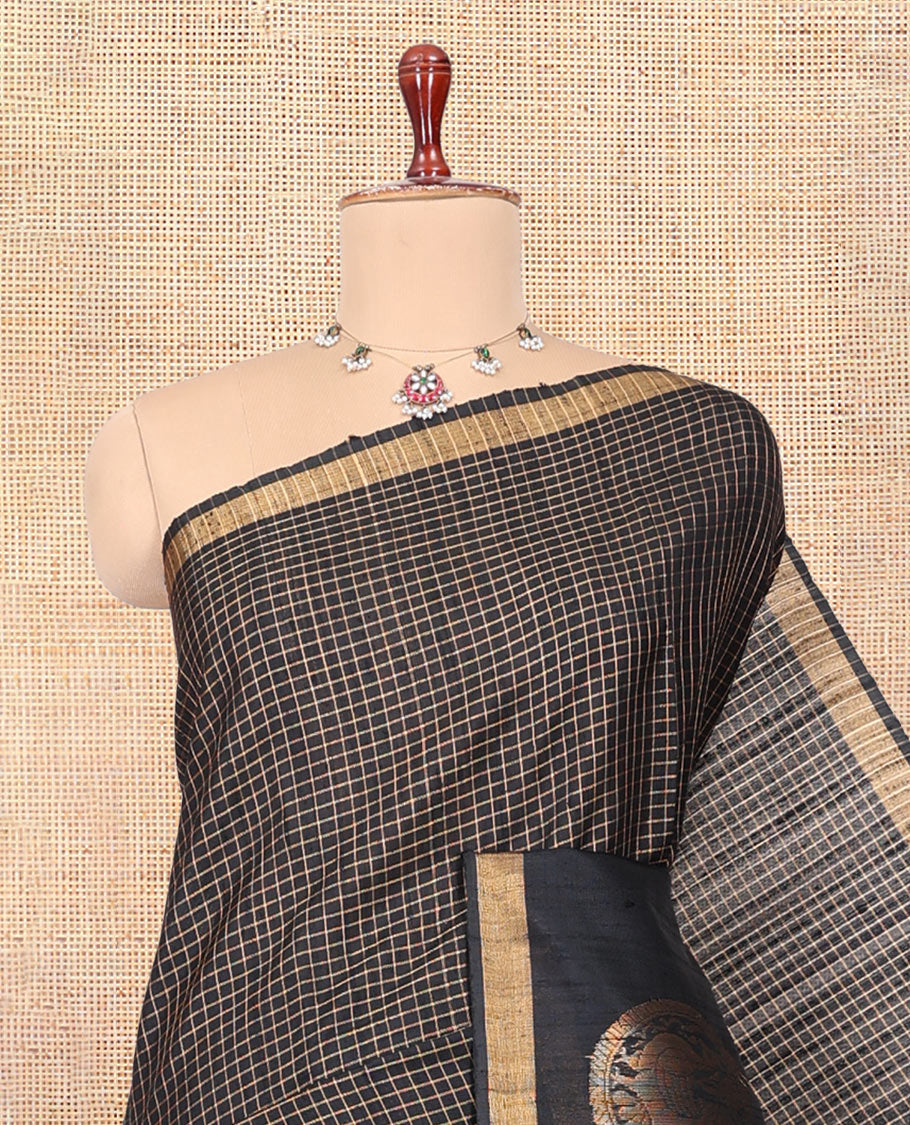 Black Dupion Saree