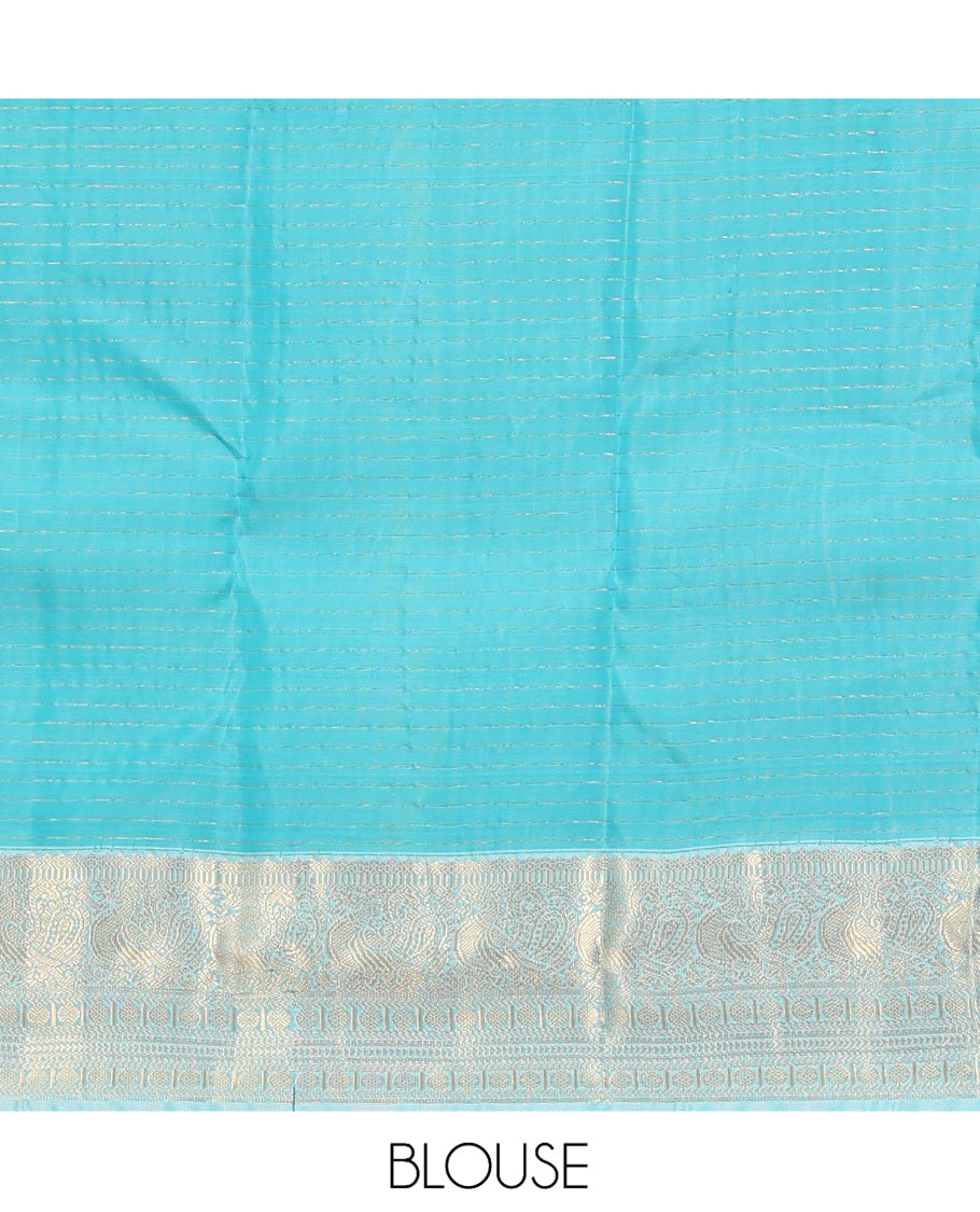 Pink Vasundhara Lite Silk Mix Saree, Sparsely Woven with Zari Checks, a Contrast Border of Muthu, Banaras, Kathir, and Round Mayil Designs, Jaal Pallu, and a Contrast Blouse