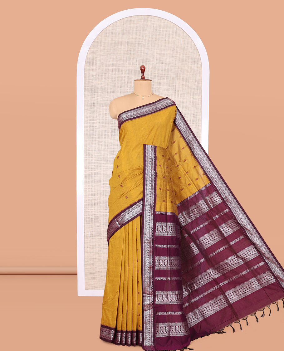 Mustard Kalyani Cotton Saree