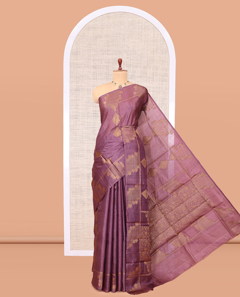 Purple Tussar Silk Saree