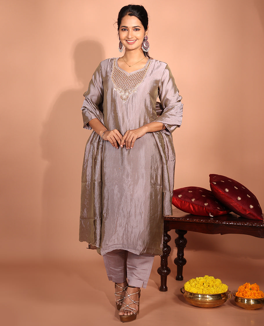 Grey Tissue Readymade Suit
