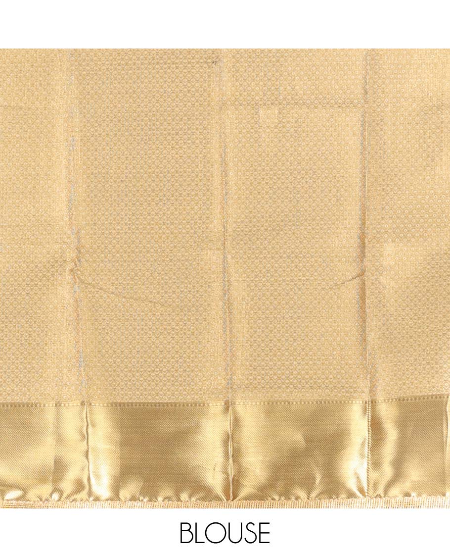 Light brown floral jacqaurd tissue saree with self zari design & intricate zari design pallu