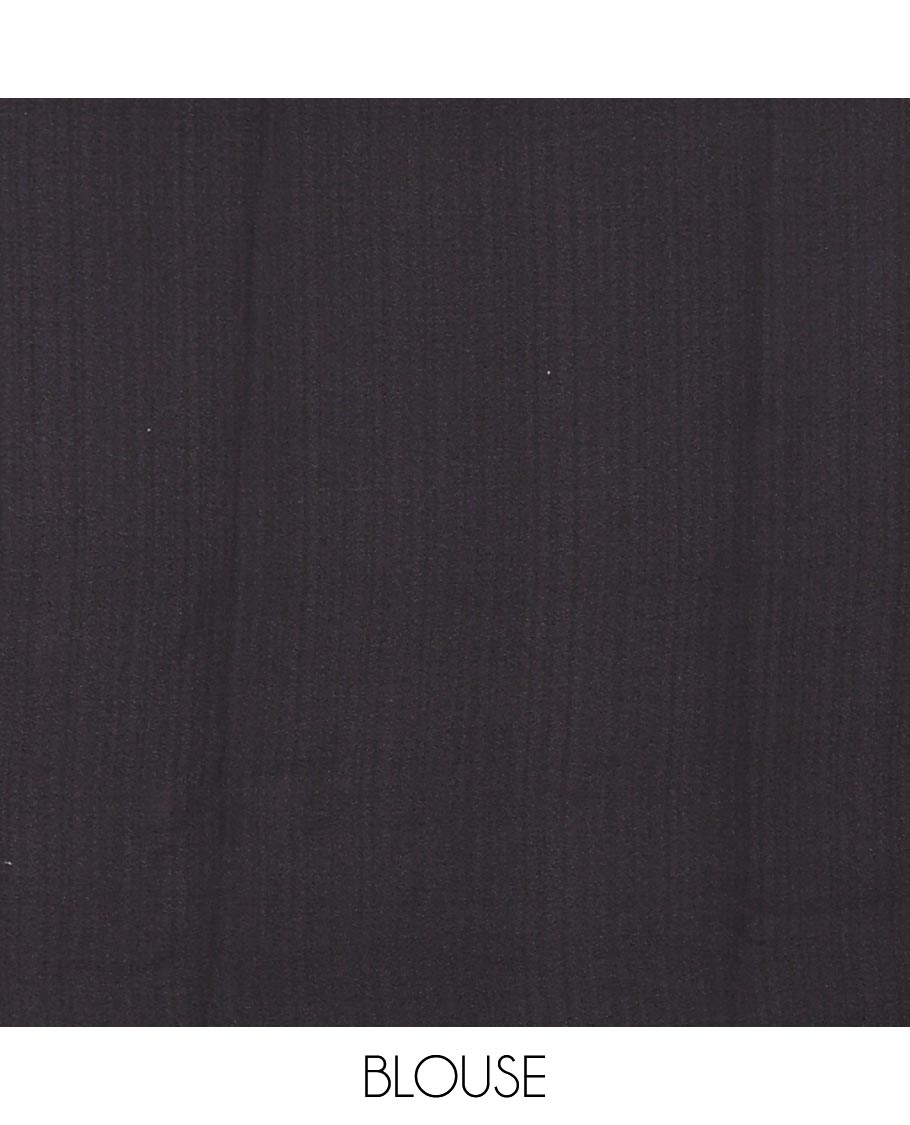 Black and Red Satin Crepe Saree Elevated with Shibori Prints, Complemented by Contrast Shibori Printed Border, Pallu Decked Up with Shibori Prints, and Paired with a Plain Blouse