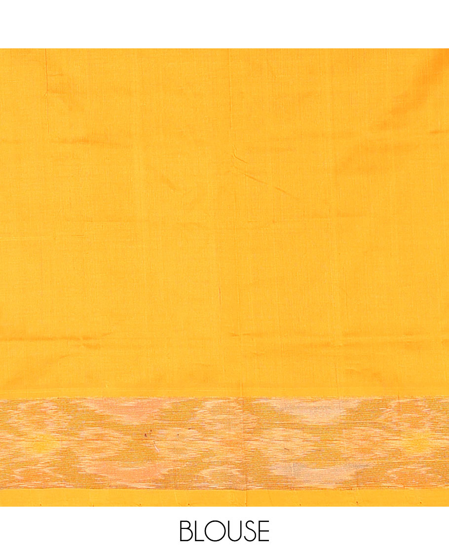 Blue Plain Kuppadam Cotton Saree, Complemented by a Contrast Ikkat Textured Border, Captivating Contrast Pallu of Stripes, and Paired with a Contrast Blouse