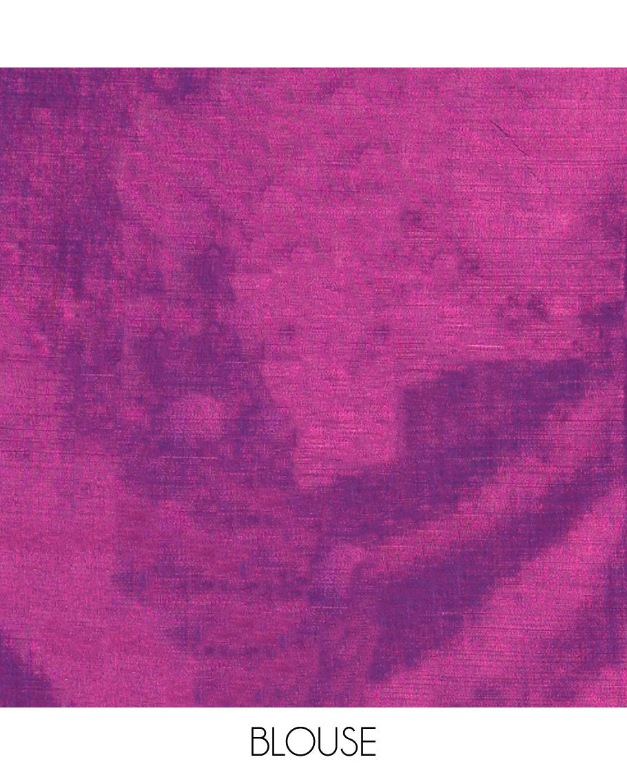 Borderless purple full-plain design tissue saree, self-pallu with tassels & matching plain blouse