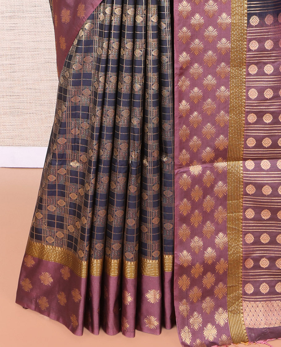 Blue Kamalam Design Budget Silk Saree
