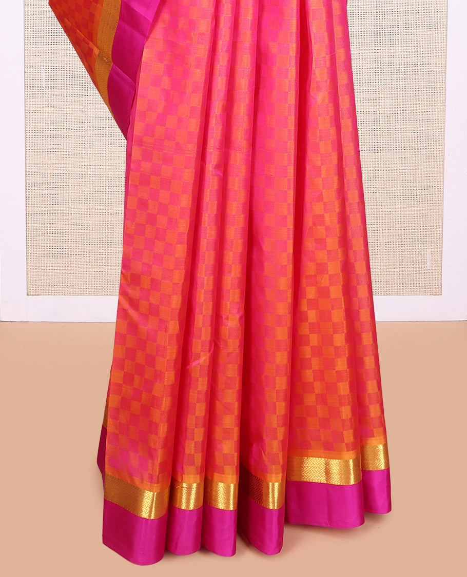 Pink Paiyaadi Kattam Kanchipuram Silk Saree
