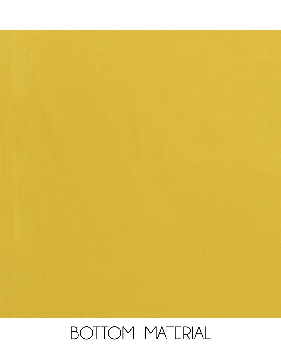 Lemon yellow with green bandhani print stone, mirrror work crepe chudidhar material top with american crepe pant & bhandani print, mirror work dupptata