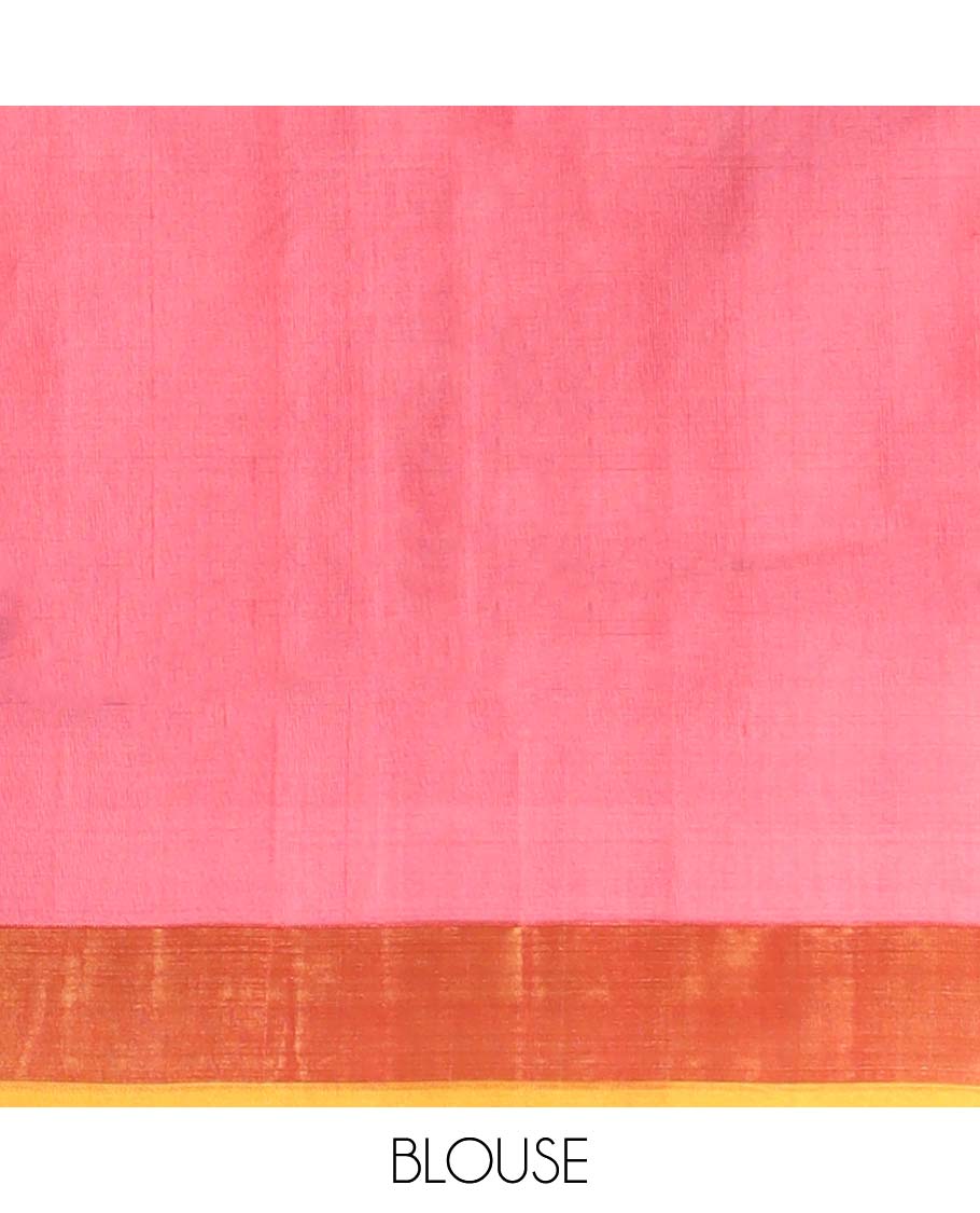 Red floral motifs uppada silk saree with contrast zari border & floral vine design pallu