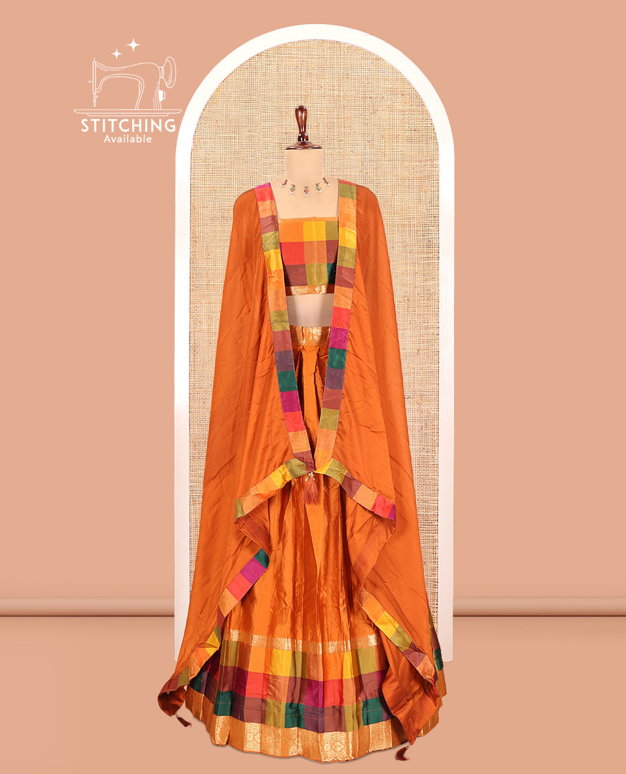 Rust Semi-Silk Half-Saree