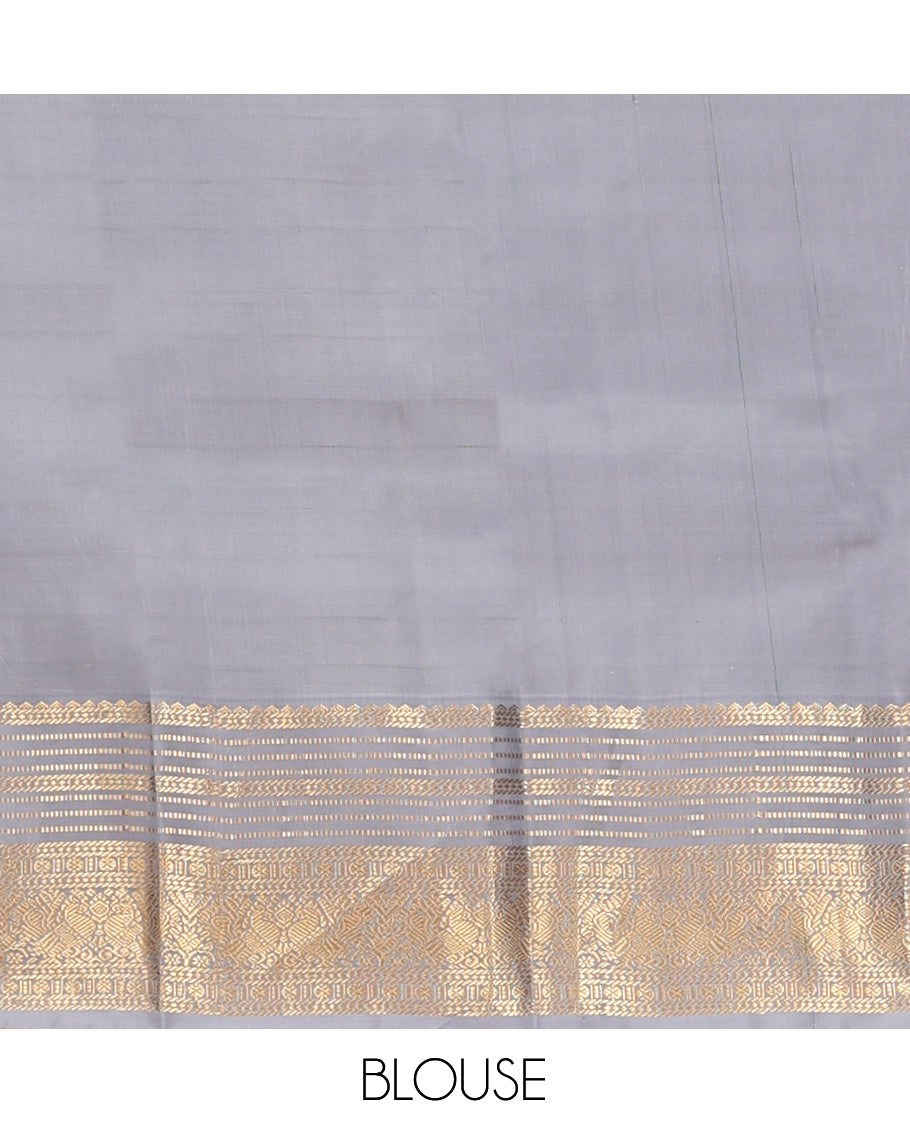 Blue Butta Enclosed Checks Vasundhara Lite Silk Mix Saree, a Contrast Rudrakasha-Mayil Border, a Contrast Blouse