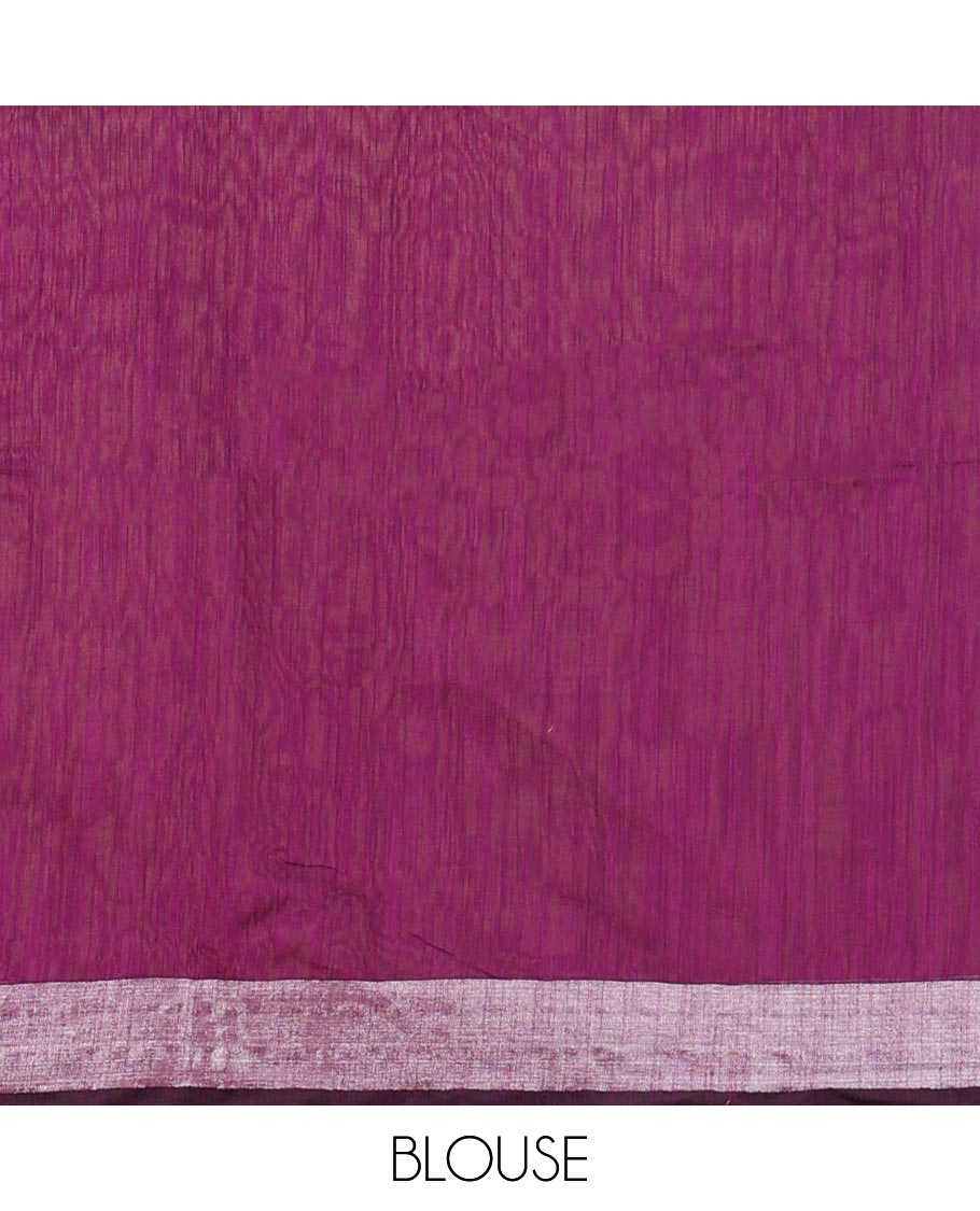 Purple linen saree with self- border & striped pallu