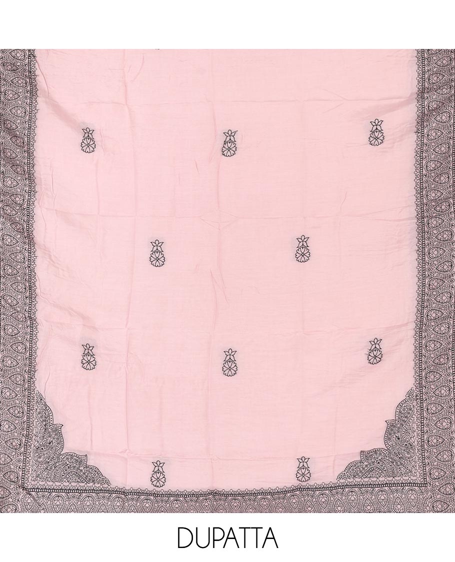 light lavender warp weaving, butta design modal chanderi chudidhar material top with cotton material pant & warp weaving, butta design dupatta