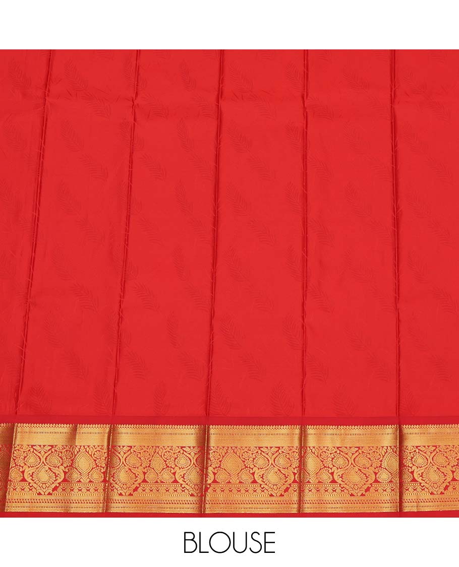 Blue Budget Silk Saree, Decorated with Floral Vine Design, Complemented by Contrast Paisley Zari Border, a Jaal Pallu and a Contrast Blouse