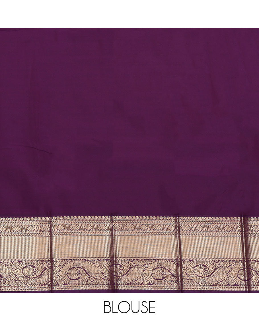 Red Budget Silk Saree, Highlighted with Zari Buttas All Over Its Body, Complemented by a Contrast Traditional Zari Design-Woven Border, Mughal-Style Intricately Designed Pallu, and Paired with a Contrast Blouse