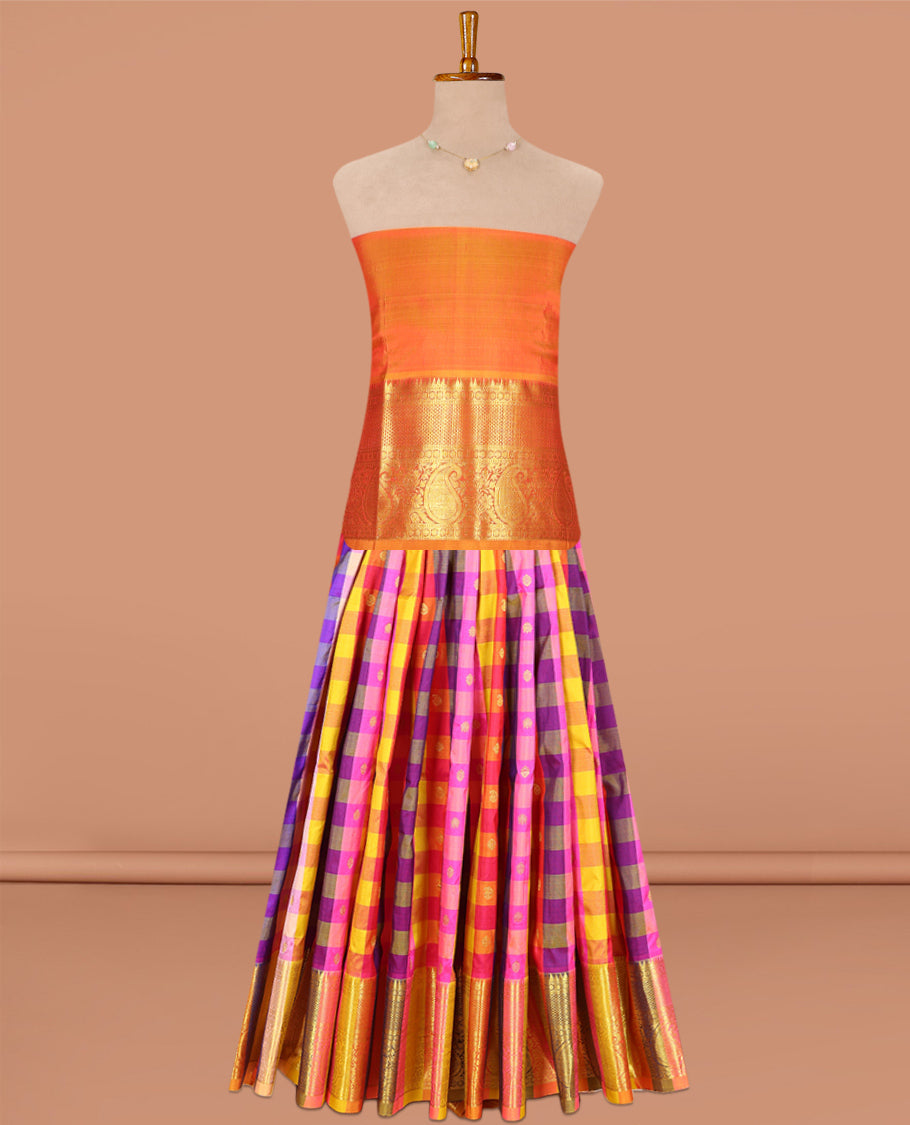Multi-Color Pure Silk Navarathna Pavadai Material Set