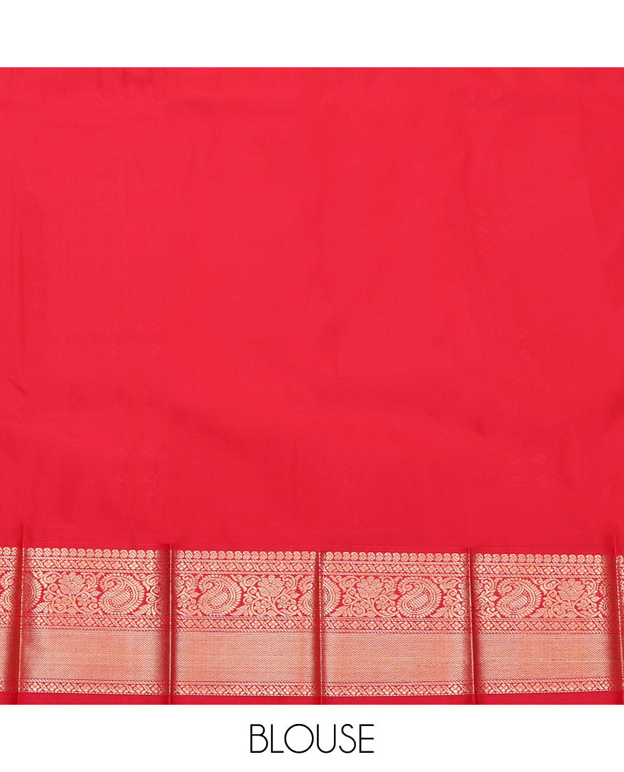 Navy Blue Budget Silk Saree, Spotlighted with Zari Buttas on Its Body, Complemented by a Contrast Traditional Zari Design Border, Grand Pallu, and Paired with a Contrast Blouse