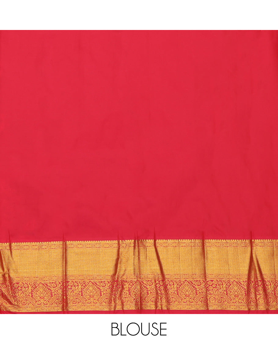 Blue Budget Silk Saree, Accentuated with Zari Buttas, a Contrast Traditional Zari Border, Grand Pallu, and a Contrast Blouse