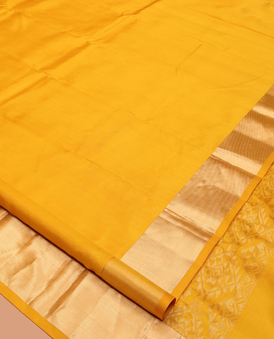 Yellow Plain Kanchipuram Silk Saree