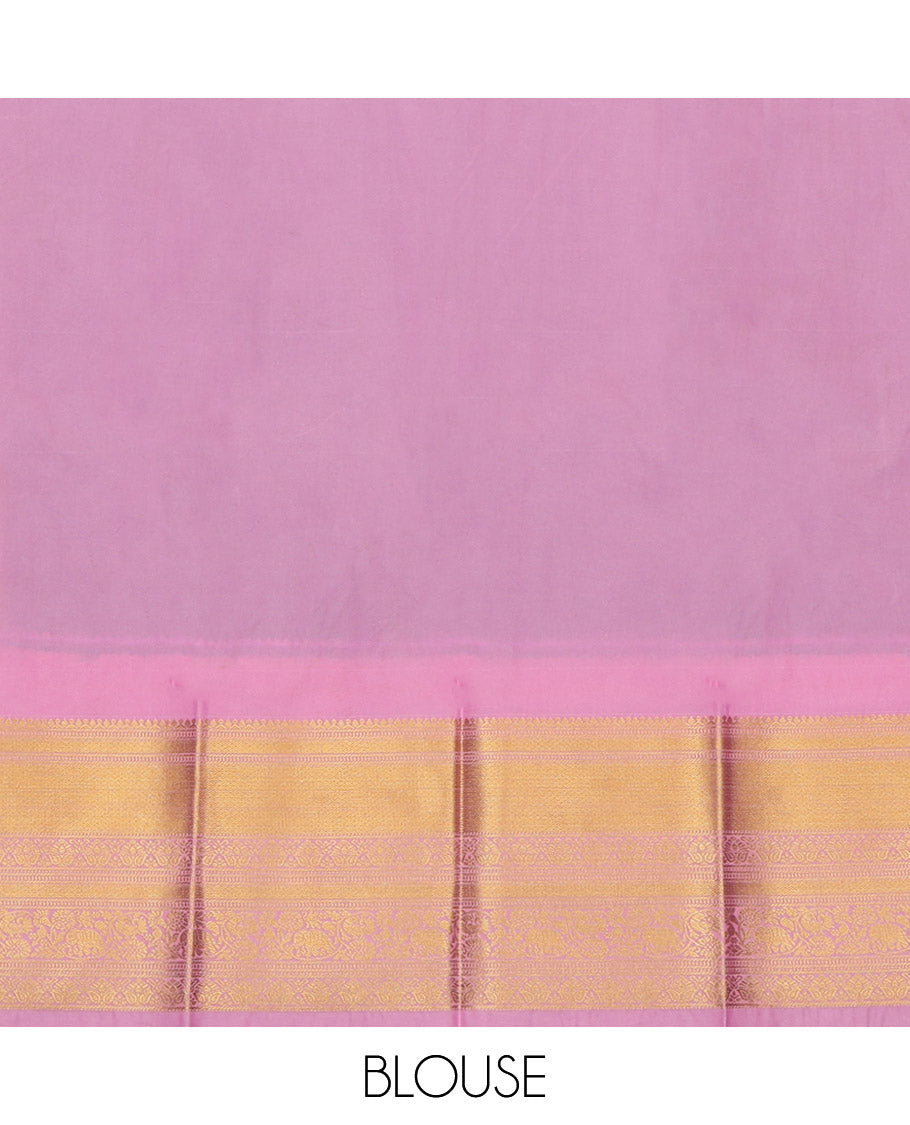 Green Budget Silk Saree, Spotlighted with Peacock Buttas and Checks, a Contrast Traditional Zari Border, an Intricate Pallu and a Contrast Blouse
