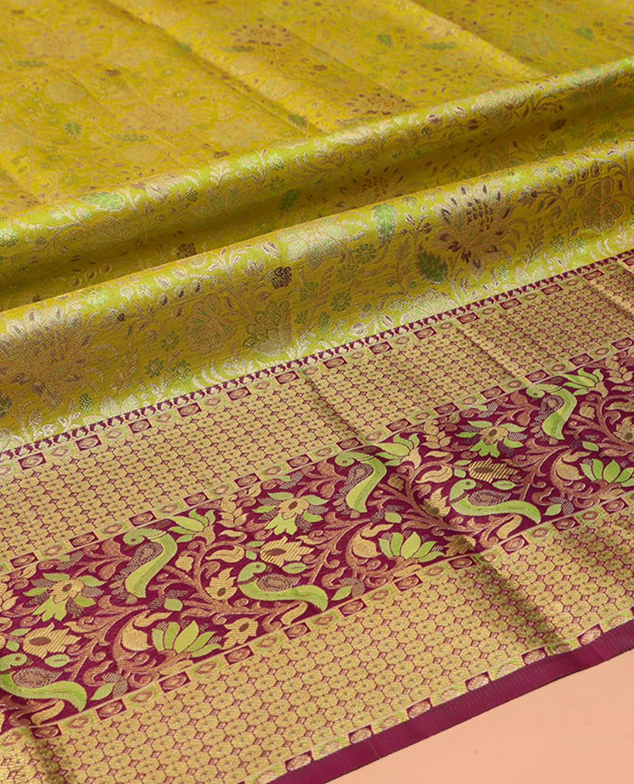Green Pure Silk Pavadai Material Set