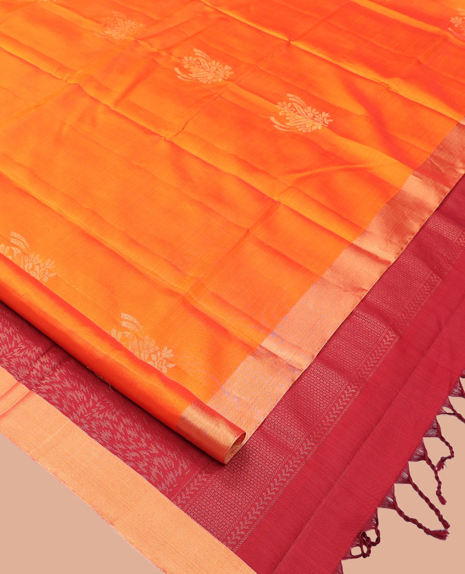 Orange Mayuri Lite Silk Mix Saree