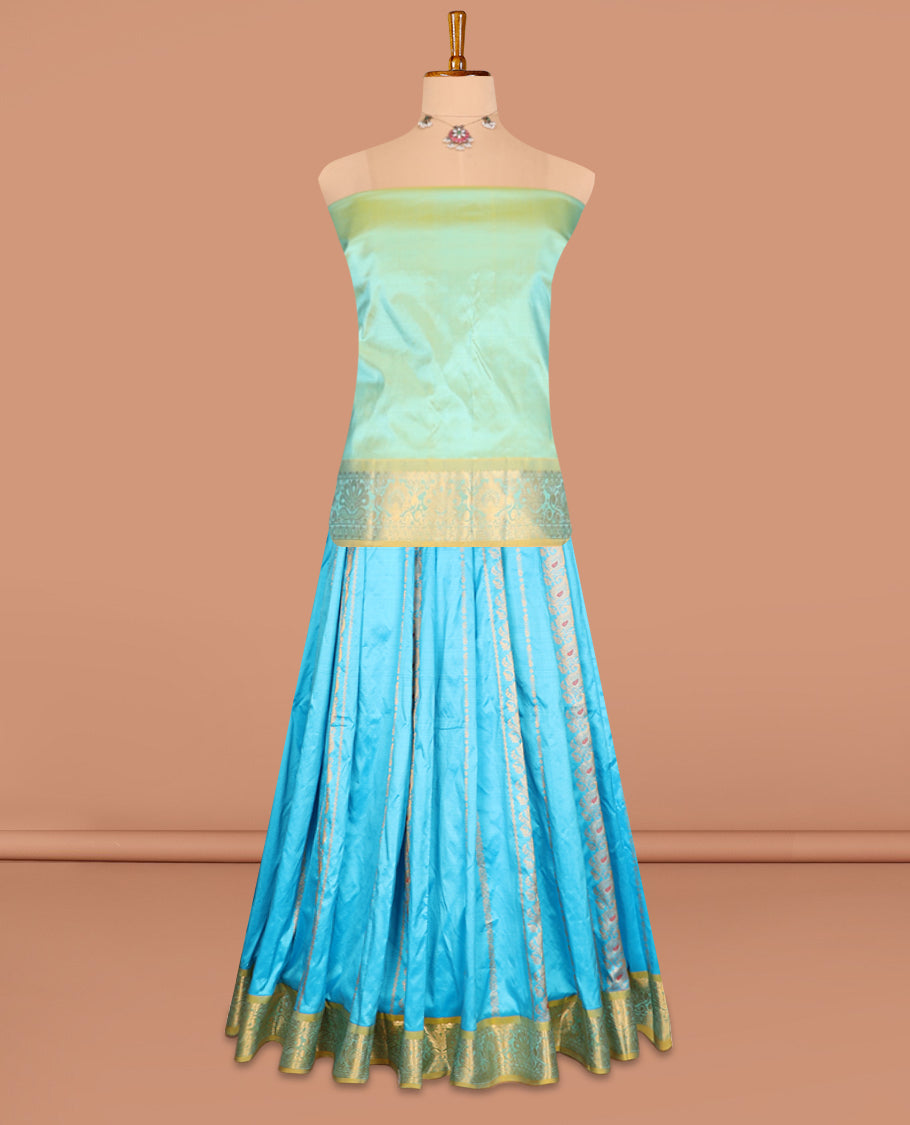 Blue Pure-Silk Half-Saree
