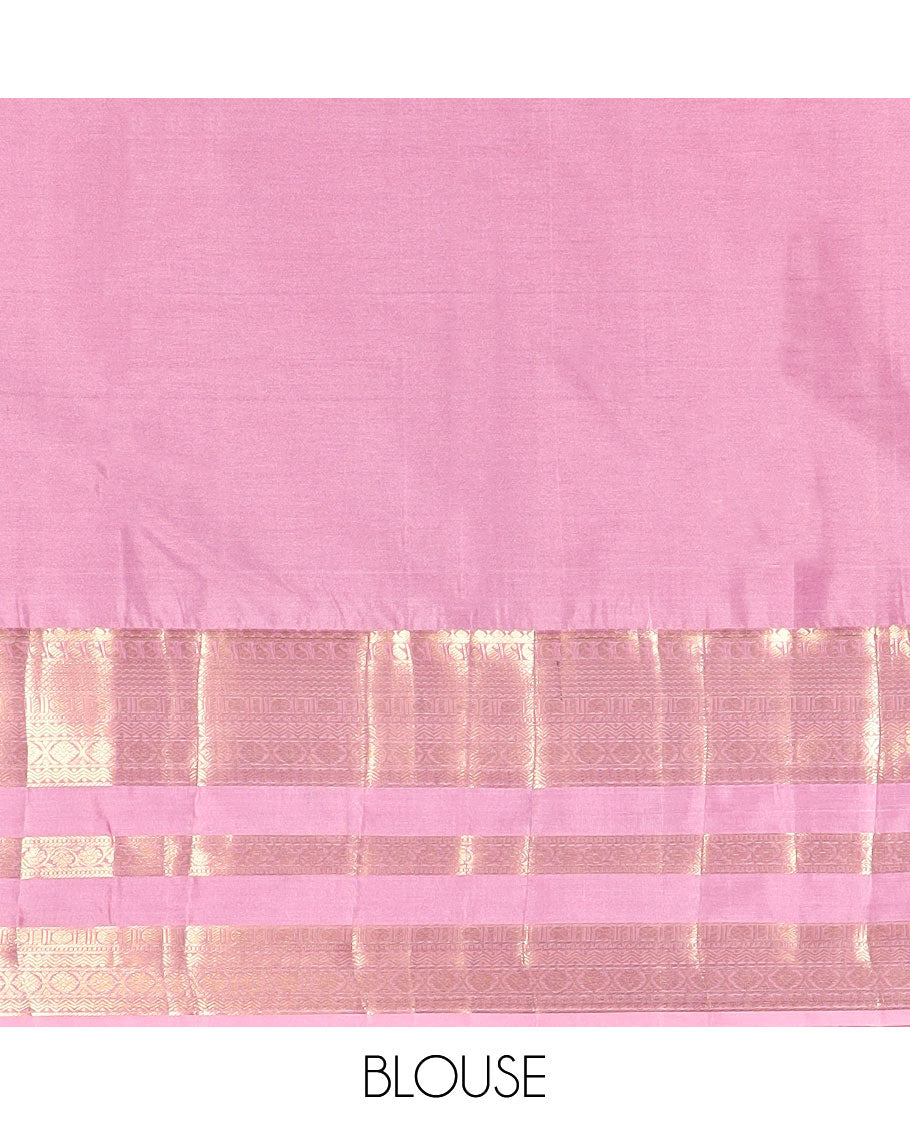 Green zari buttas budget silk saree, contrast traditional zari border, and jaal pallu