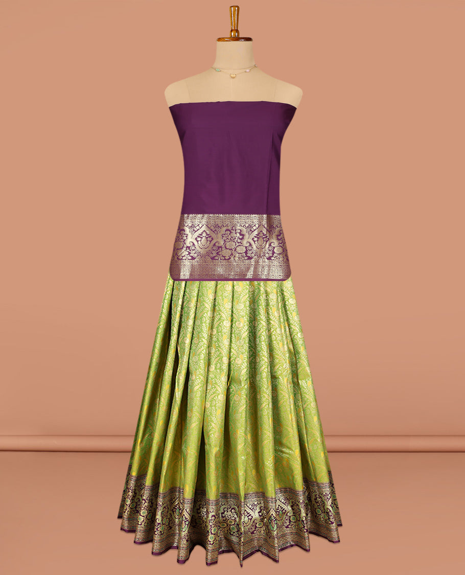 Green Art Silk Pavadai Material Set