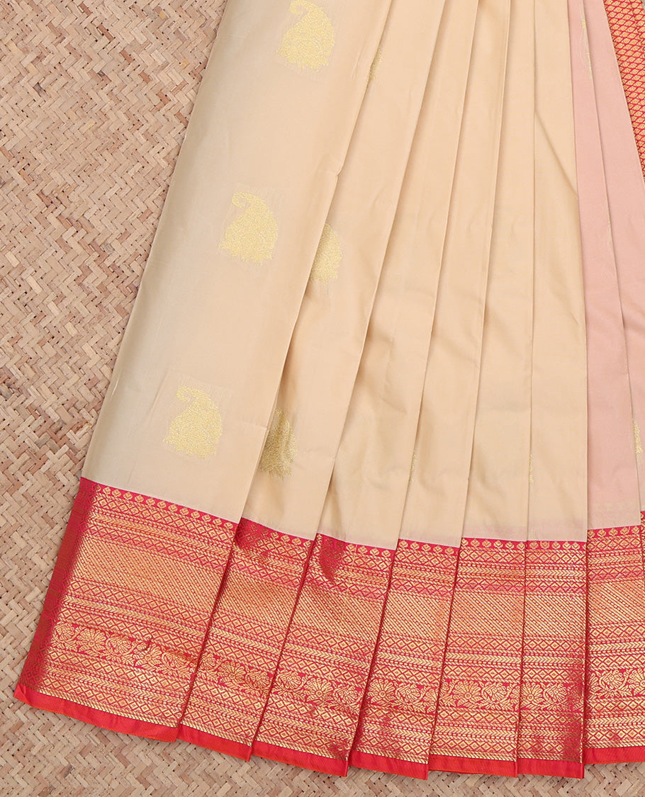 Light Sandal Paisley Butta Budget Silk Saree