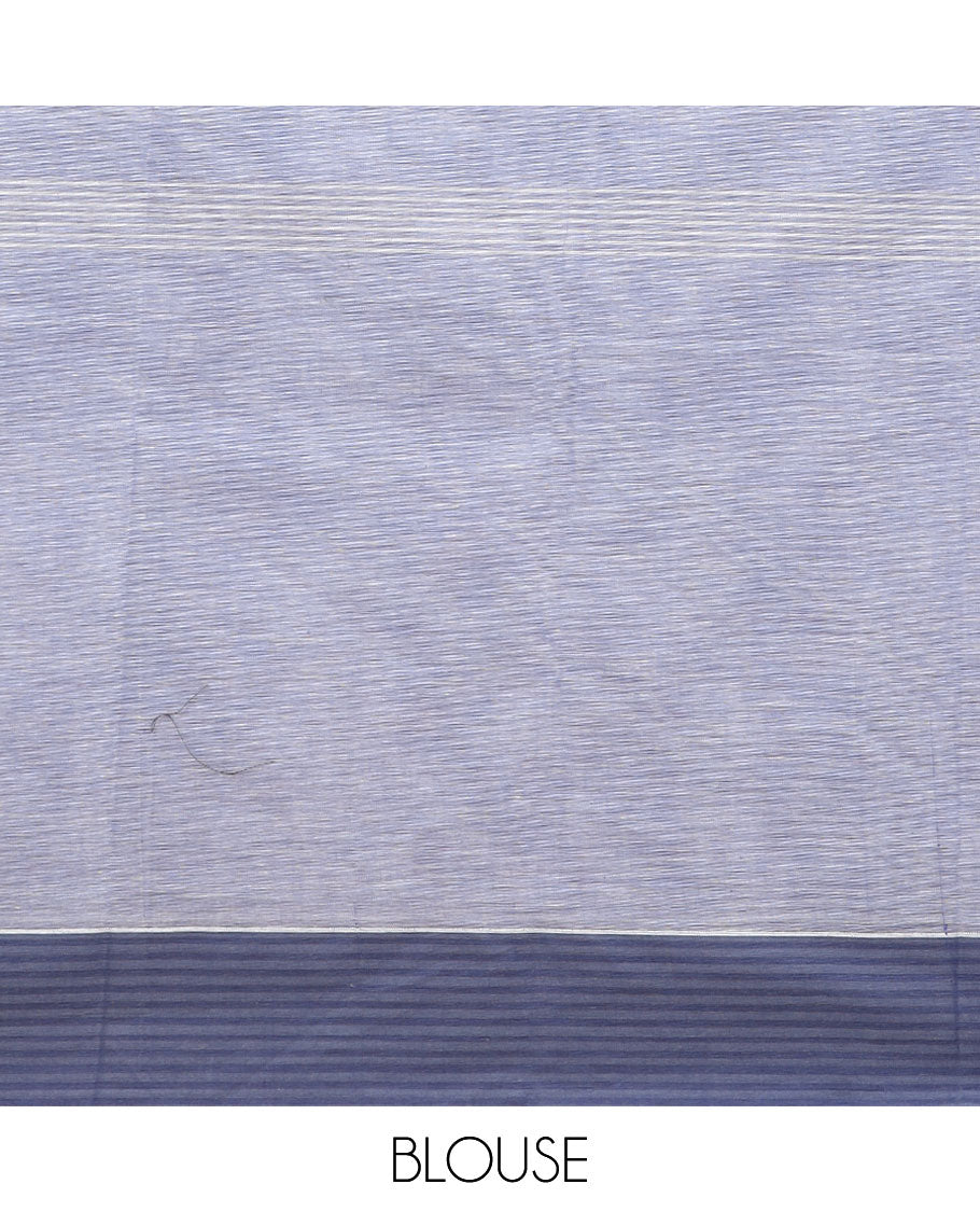 Lavender striped and buttas Kanchi cotton saree, contrast striped border, and jaal pallu