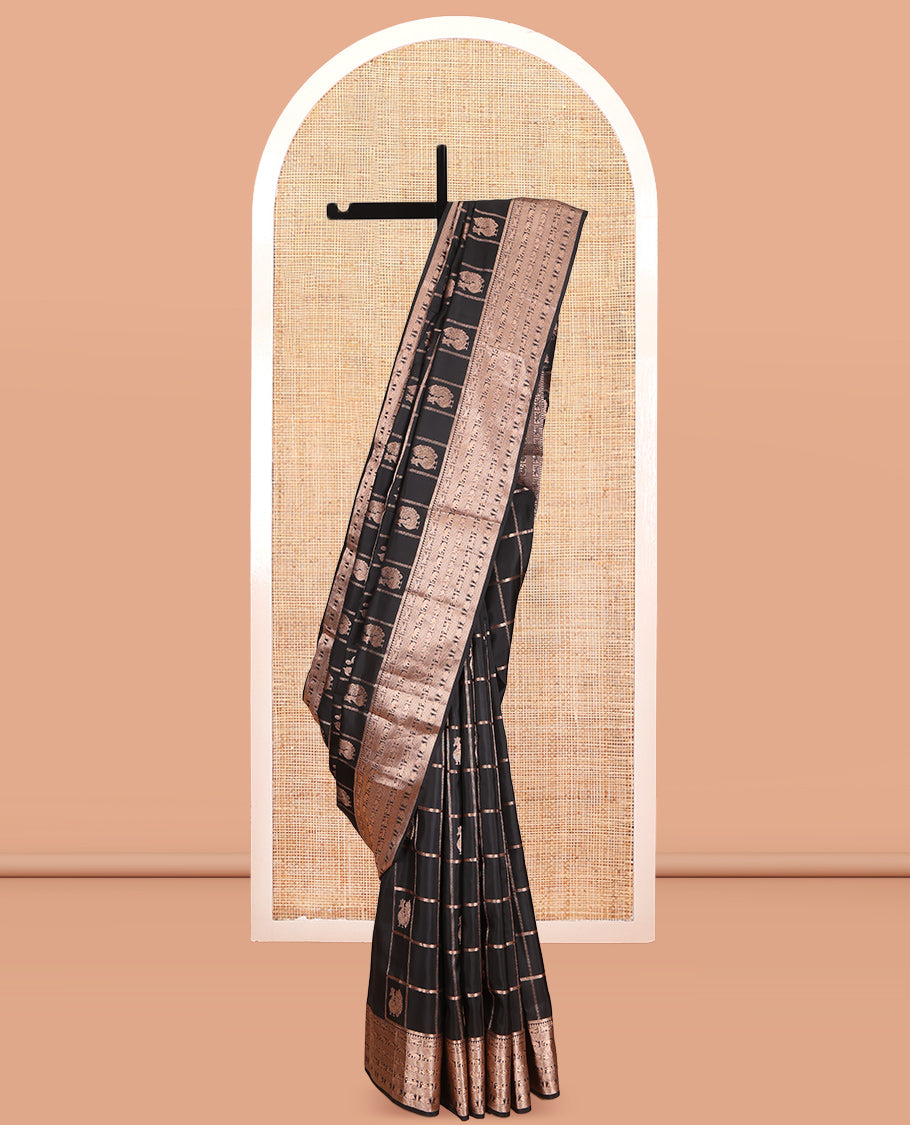 Black Vasundhara Silk Saree with Zari Border