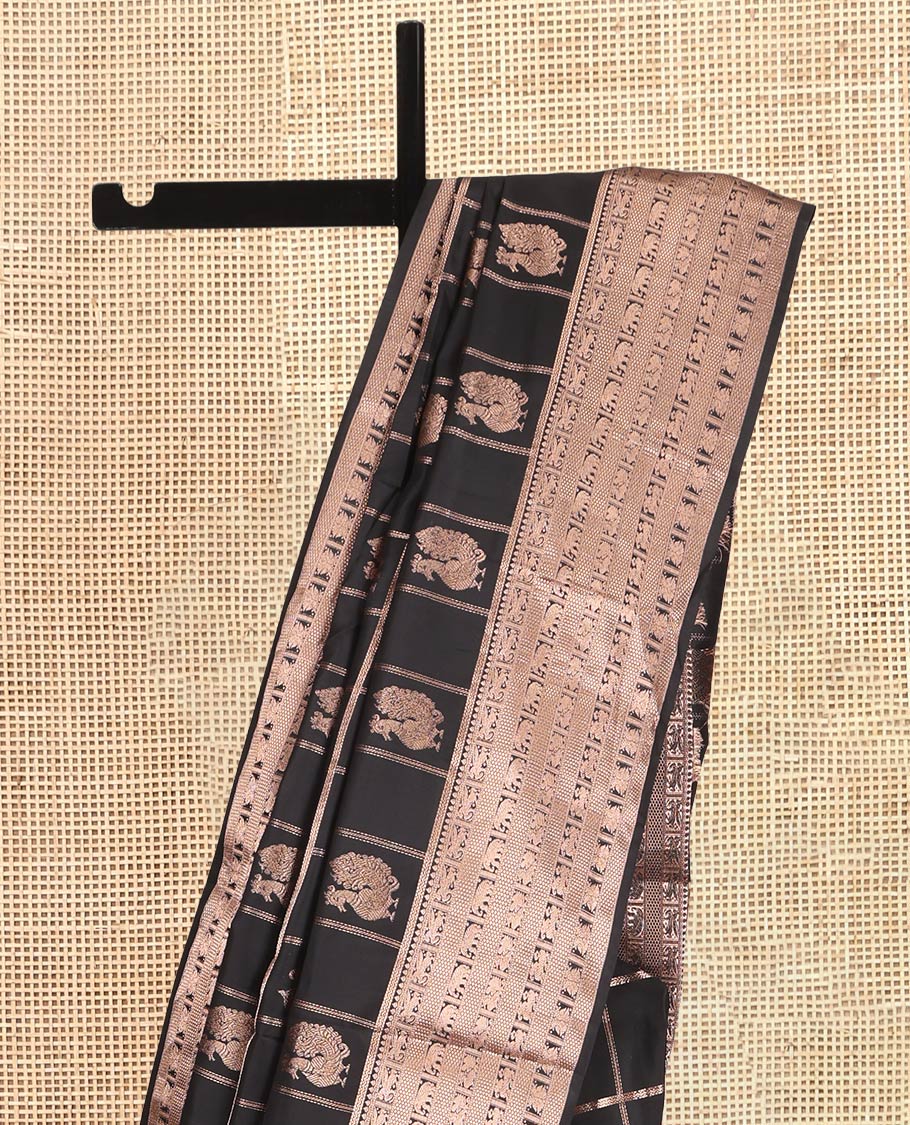 Black Vasundhara Silk Saree with Zari Border