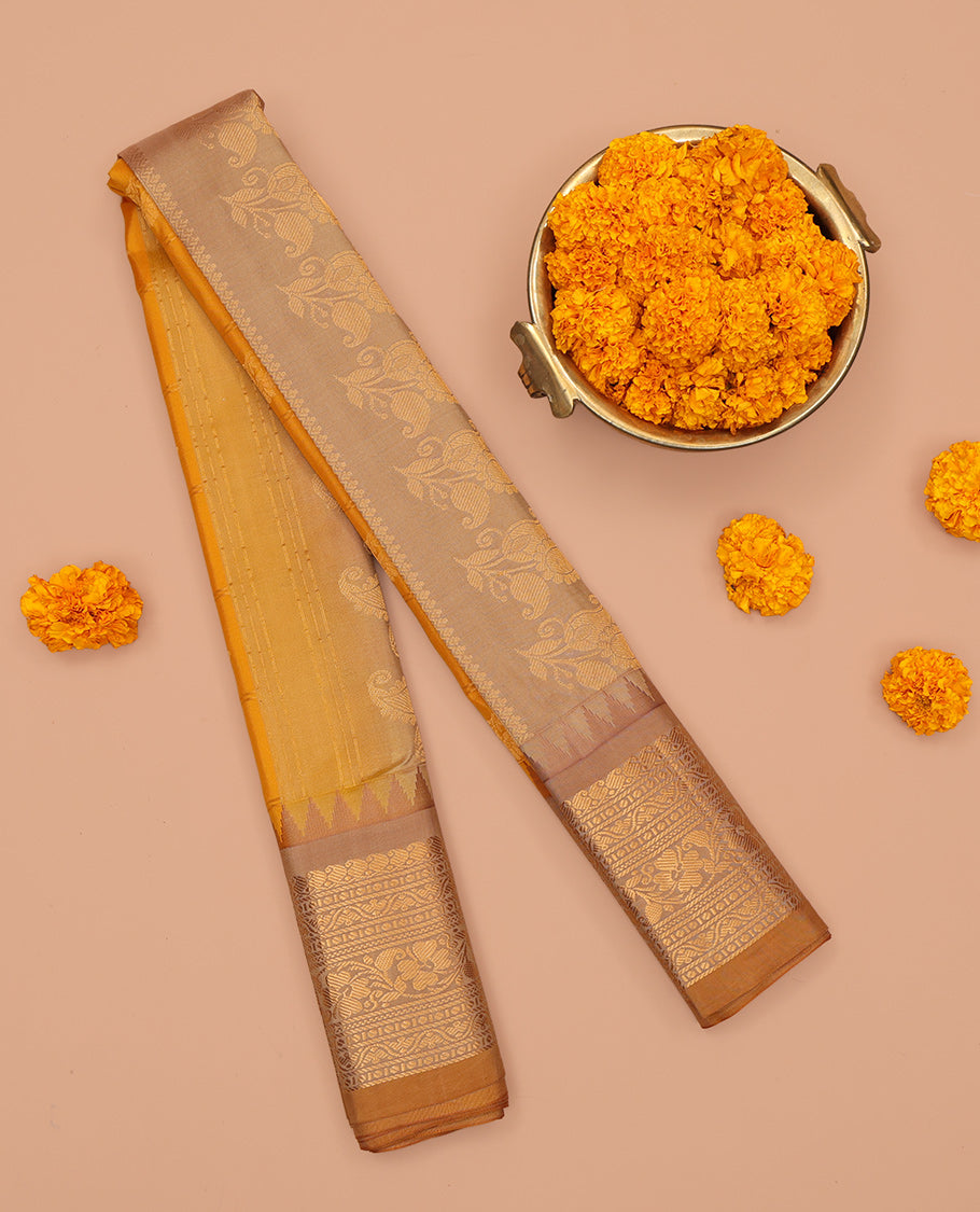 Yellow Gadwal Silk Saree