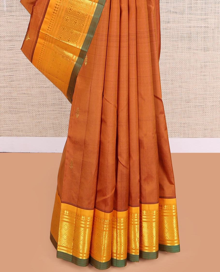Orange Zari Butta Kanchipuram Silk Saree
