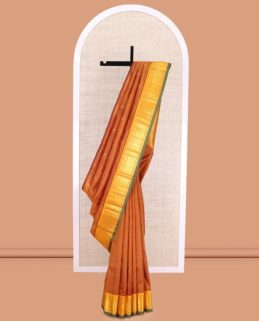 Orange Zari Butta Kanchipuram Silk Saree