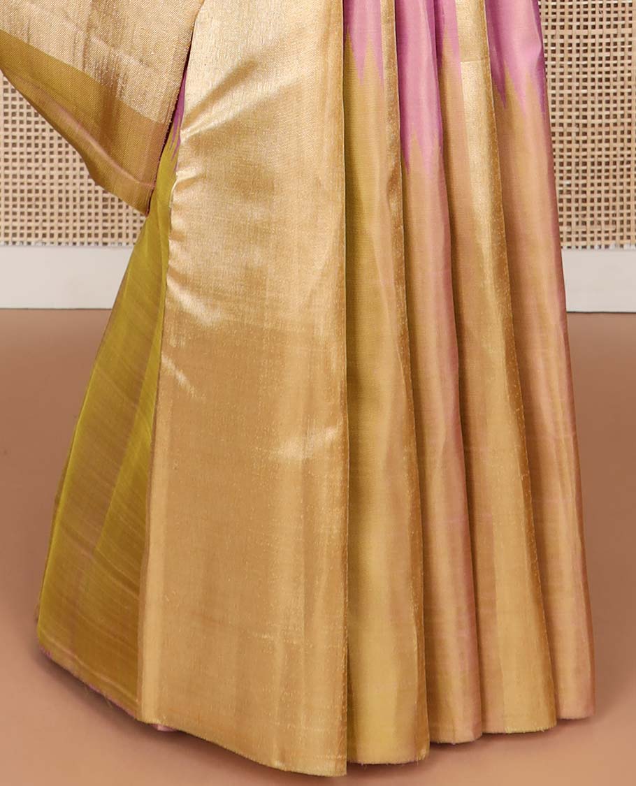 Borderless multi-color striped kancheepuram silk saree with bhavanji pallu