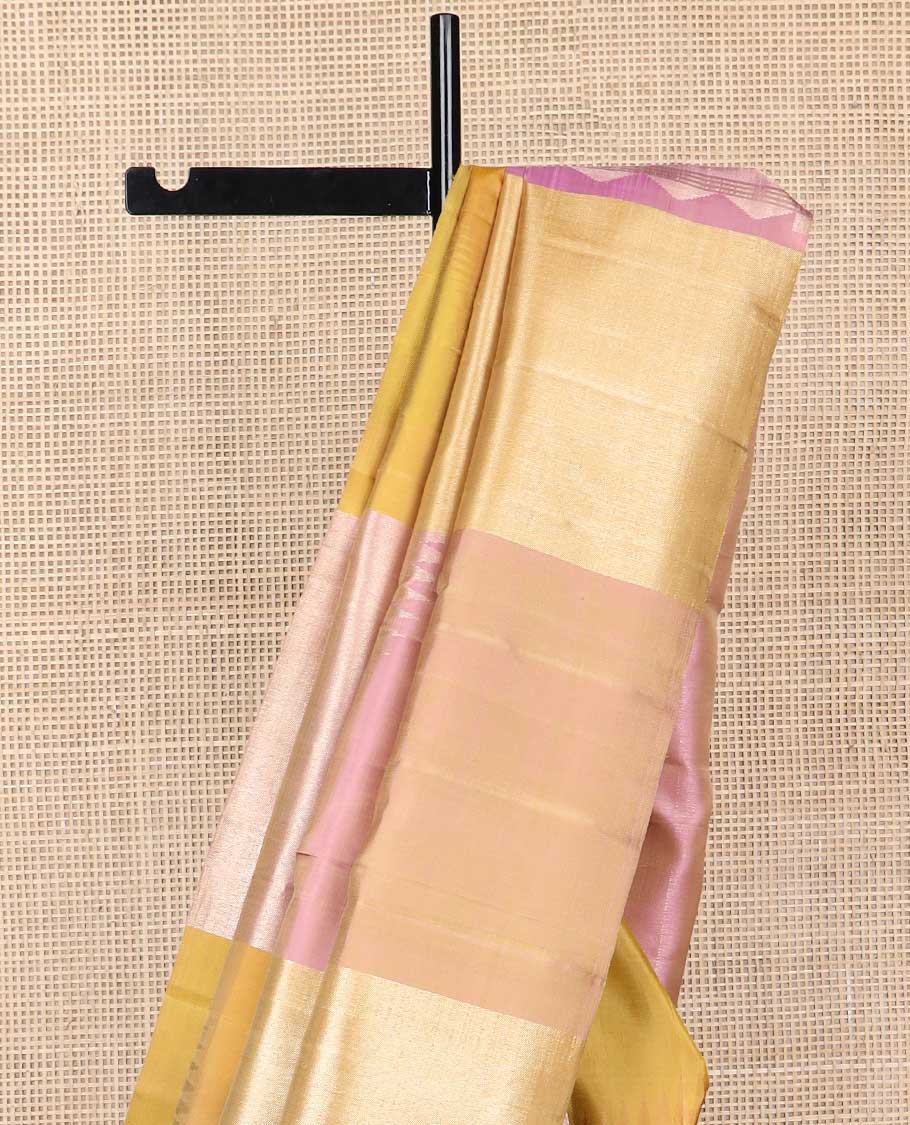 Borderless multi-color striped kancheepuram silk saree with bhavanji pallu