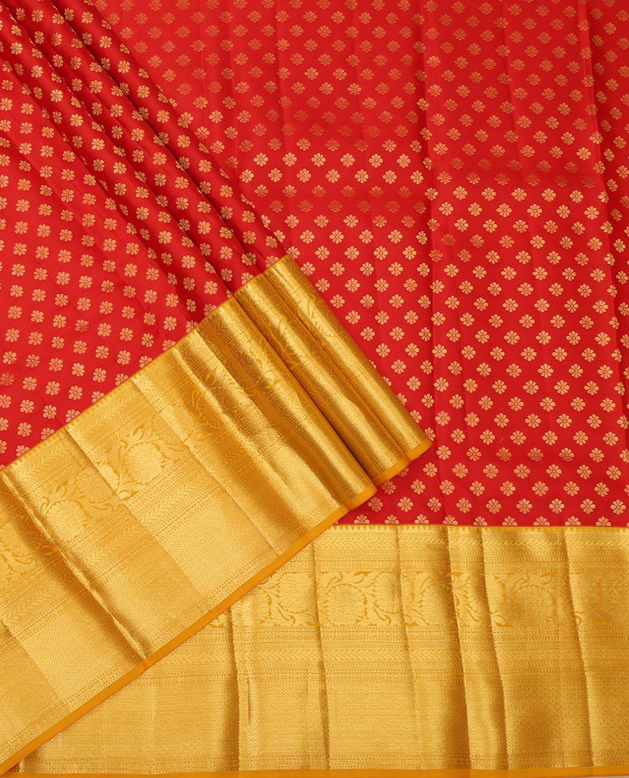 Red Pure Silk Pavadai Material Set
