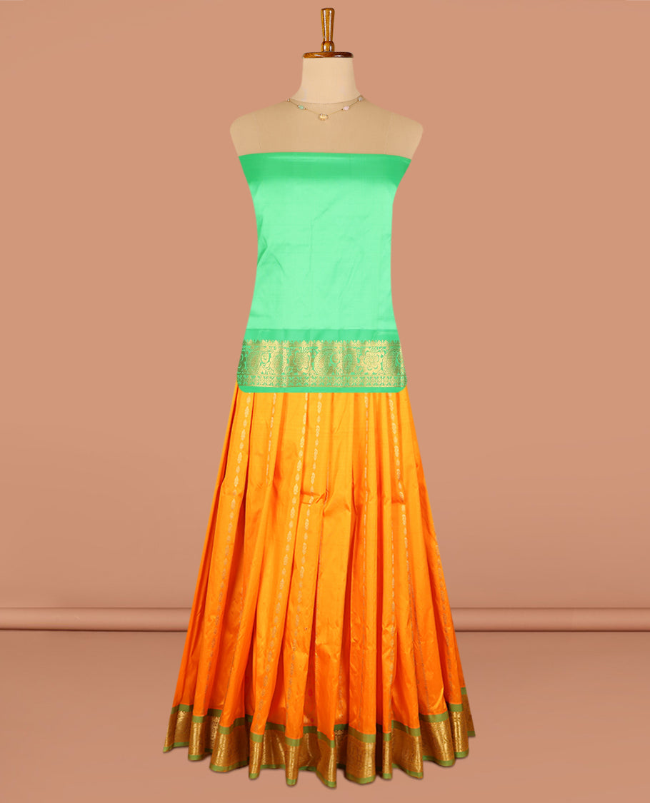 Orange Pure Silk Navarathna Pavadai Material Set