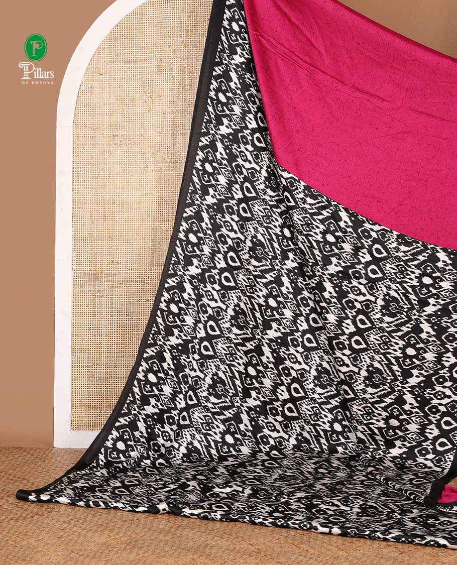 Wine color ikkat weaving printed gajji silk saree with ikkat printed border & ikkat printed pallu along with ikkat printed blouse