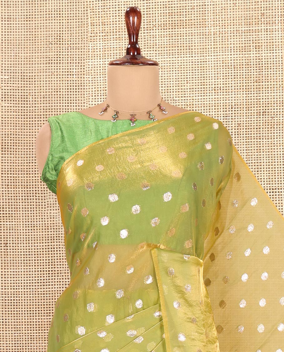 Borderless Green Fendy Chiffon Saree
