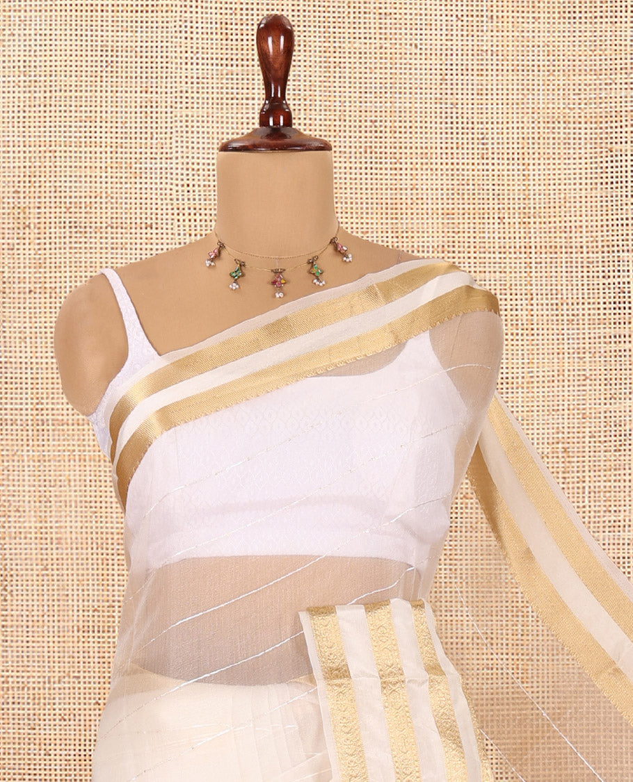 Off-White Semi-Organza Saree